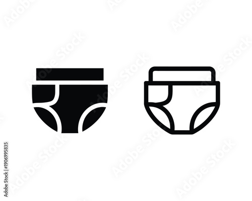 Two simplified icons represent a pair of underwear or briefs.
