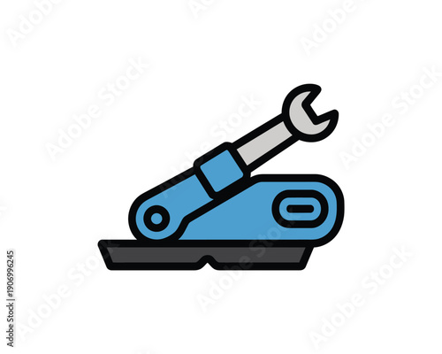 An abstract illustration of a tool with a wrench mechanism.