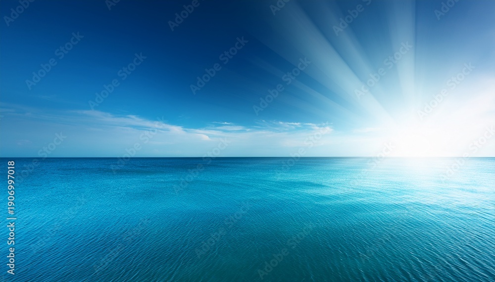 Obraz premium Abstract Landscape Blue Background Serene Ocean Water And Sun Light