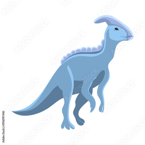 Vector illustration of a cute blue dinosaur character standing in profile view.