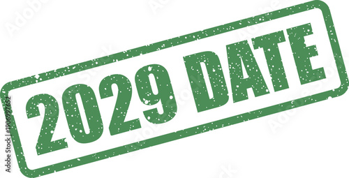 Official grunge rubber stamp mark indicating the year 2029 DATE for important documents and archival purposes