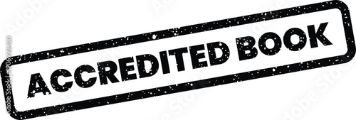 Official rubber stamp graphic marking an item as an accredited book, symbolizing validation and quality assurance