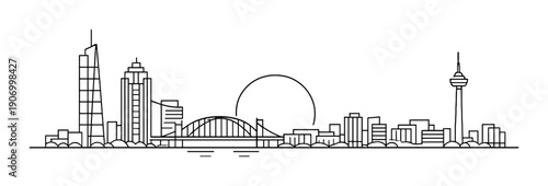 Minimalist sydney skyline line art with iconic landmarks