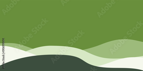 Abstract Green Landscape with Wavy Layers.