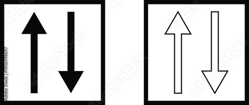 Up and Down Arrow Icons Set – Direction Navigation Symbols in Filled and Outline Style