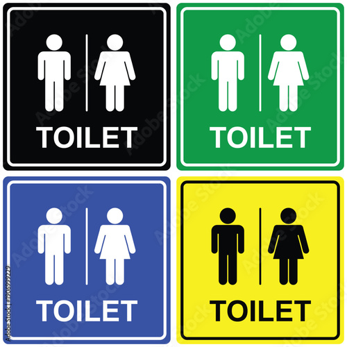 Multi colored Public Restroom Signs
