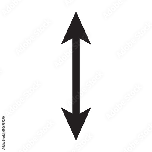 Black vertical double-headed arrow vector icon, up and down direction symbol, isolated on white