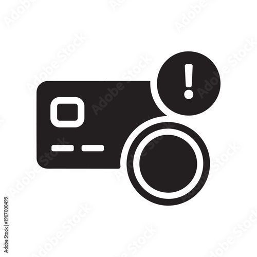 Credit card alert warning silhouette icon for payment issue
