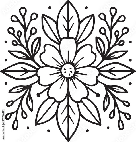 Natural wildflower mandala botanical artwork featuring organic floral symmetry, perfect for eco-friendly decor, prints, and nature-inspired branding.