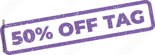 Rectangular rubber stamp impression with a discount tag message for retail promotions and sale banners