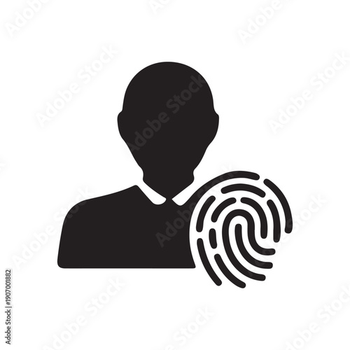 Fingerprint user authentication security silhouette icon