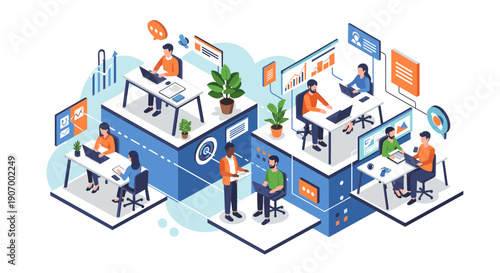 A sleek office desk corner with minimalist design evokes professionalism and focus, ideal for business presentations.