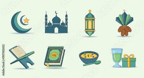 Islamic cultural symbols and objects collection.
