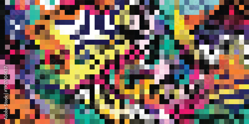 Vibrant Pixelated Abstract Art with Chaotic Color Blocks.