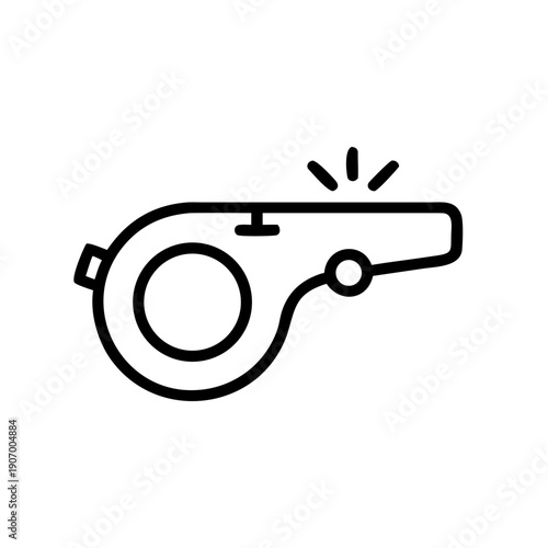 Referee Whistle Icon - Sports Coaching and Competition Signal Outline Vector