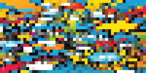 Abstract Pixelated Pattern of Vibrant Colors and Shapes.