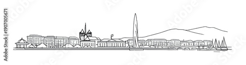 Outline of canberra skyline featuring parliament house and telstra tower