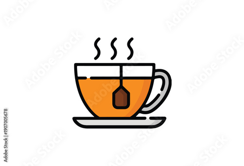 Simple steaming hot tea cup icon