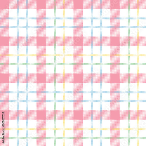 Pastel tablecloth gingham. Seamless vector plaid pattern suitable for fashion, interiors and Easter decor.	