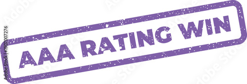 Textured rectangular rubber stamp with AAA RATING WIN lettering displayed diagonally for acknowledging victory or success