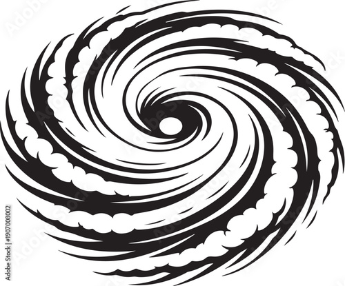 Tropical Hurricane Spiral Icon Black And White.eps