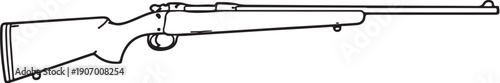 Classic Hunting Rifle Black and White Line Art Illustration EPS SVG.eps