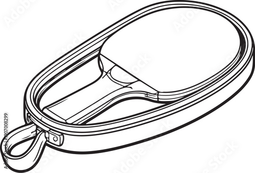 Table Tennis Paddle Hard Case with Paddle Black and White Line Art.eps