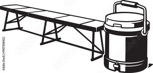 Football Sideline Bench and Cooler Line Art.eps