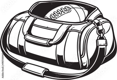 Football Duffel Bag with Ball Line Art.eps