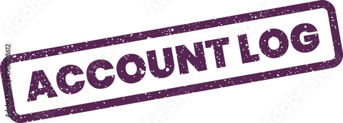 Textured rectangular stamp indicating an account log for tracking activities or entries within a system