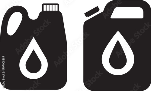 Fuel Canister Oil Container Silhouette Vector Illustration Gasoline Diesel Plastic Jerrycan Icon