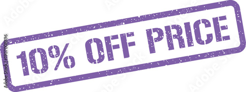 Textured rectangular stamp showing a ten percent markdown on the total price for shoppers