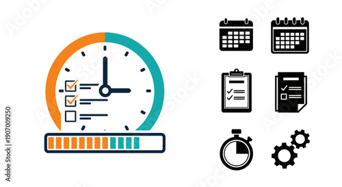 Time Management Productivity Clock Calendar Task Icons