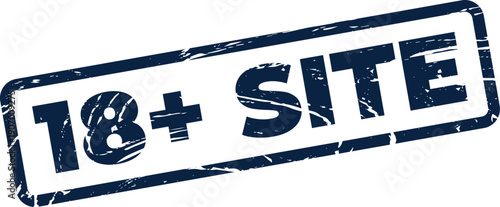 Textured rectangular stamp with 18 plus site message, indicating age verification needed for website access
