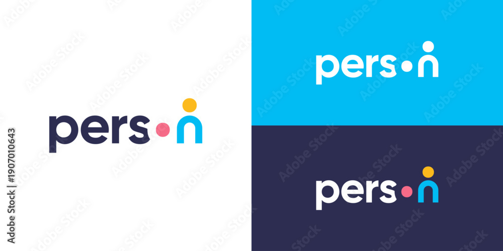 Obraz premium Creative simple person logo template. wordmark person with people shape in letter O and N logo design vector illustration.