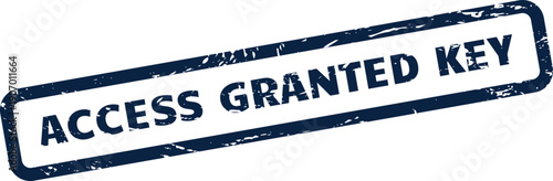 Textured rubber stamp mark indicating access granted key status, suitable for digital authentication visuals