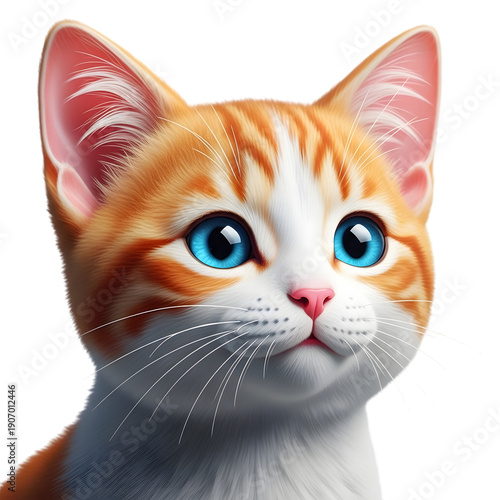 Wallpaper Mural A cute and fluffy orange and white kitten with bright blue eyes looking up curiously. Torontodigital.ca