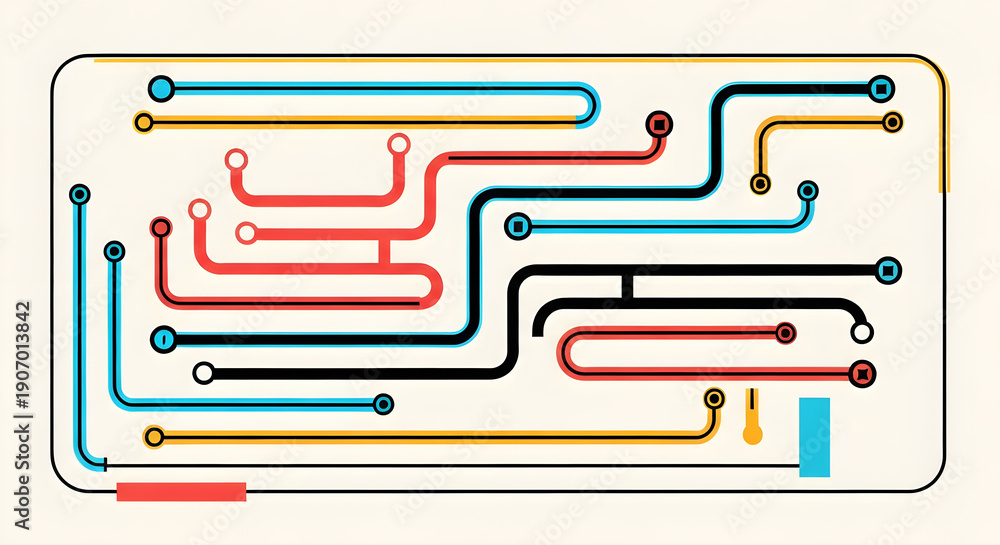 Obraz premium Decision Making Pathways Abstract Vector Illustration