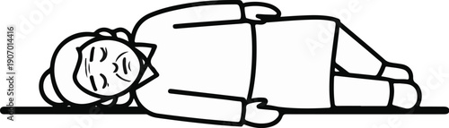 Simple line drawing of a person lying down with eyes closed