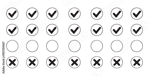 Check mark and cross mark icons set vector collection of approval and rejection signs