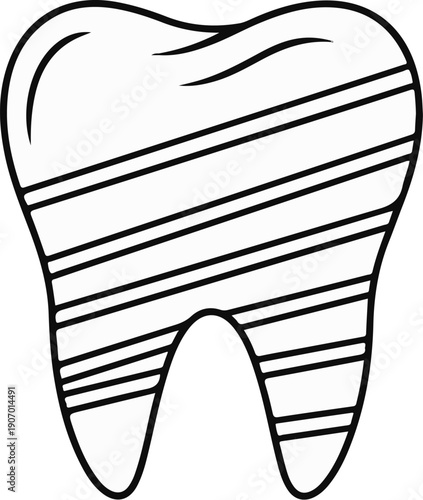 Simple line drawing of a single tooth with horizontal stripes