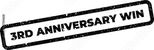 Vintage style rubber stamp commemorating a third anniversary win, complete with a rustic distressed effect