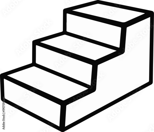 Simple illustration of three steps rising in an isometric perspective