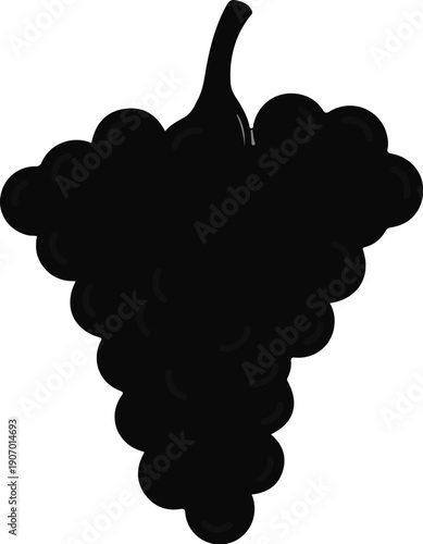 Silhouette of a dark bunch of grapes on a white background