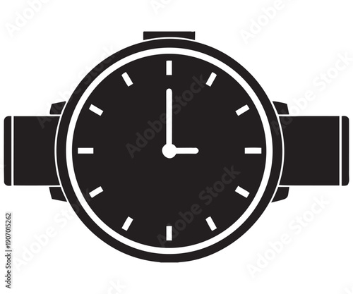 Wristwatch Icon SVG – Analog Watch Face Silhouette Vector .