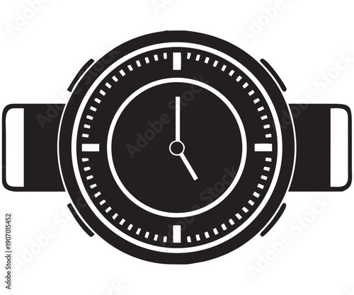 Wristwatch Icon SVG – Analog Watch Face Silhouette Vector .