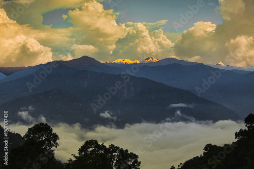 First morning light over Kanchanjungha From Kalimpong, West Bengal, India