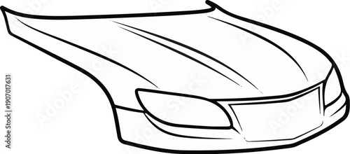 Simplified line art drawing of the front of a modern sports car