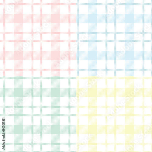 Pastel tablecloth gingham. Seamless vector plaid pattern suitable for fashion, interiors and Easter decor.	