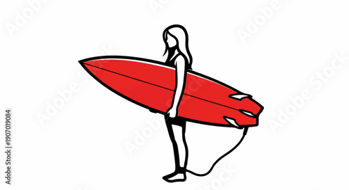 Silhouette of a person holding a red surfboard